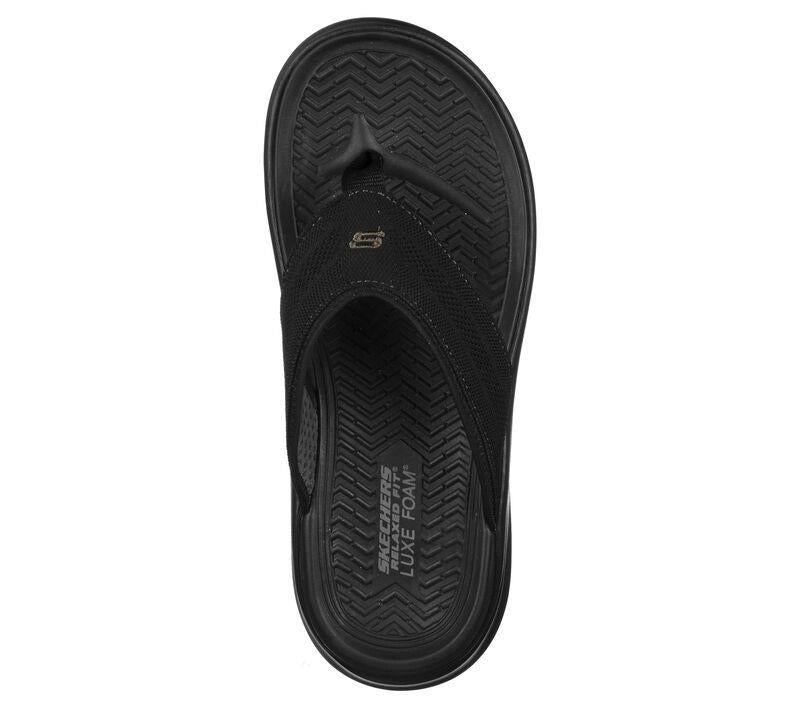 Men's Wide Fit Skechers 204383 Relaxed Fit Sargo Point Vista Flip Flops in Black - Image 4