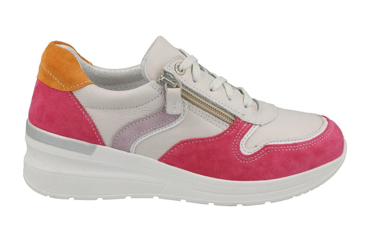 Women's Wide Fit DB Bat Trainers in White Multi - Image 1