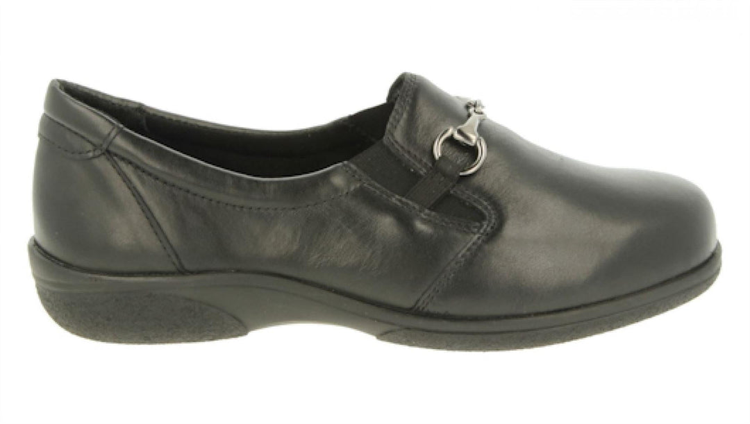 Womens Wide Fit DB Antarctica Shoes in Black Leather - Image 2