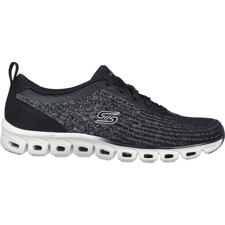 Women's Wide Fit Skechers 104325 Glide-Step Head Start Trainers - Black in Black - Image 1