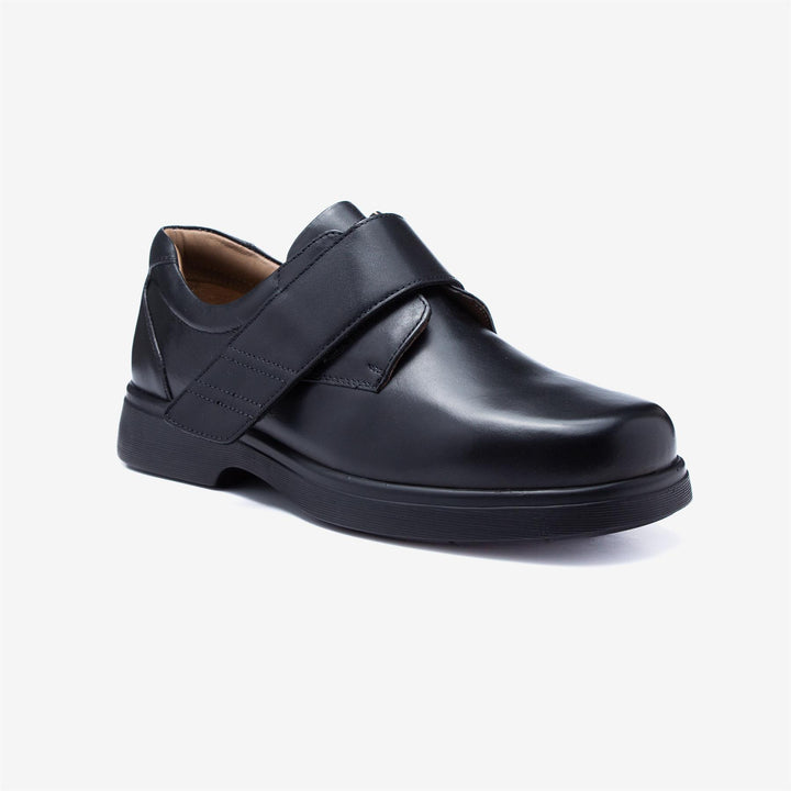 Mens Wide Fit Tredd Well Roger Velcro Shoes in Black - Image 1