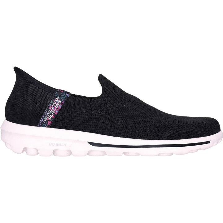 Women's Wide Fit Skechers 124799 Slip-ins Go Walk Travel Trainers in Black - Image 1