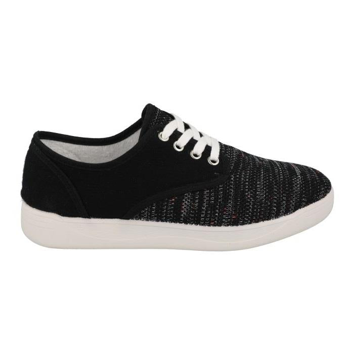 Women's Wide Fit DB Giraffe Canvas Shoes in Black Textile - Image 1