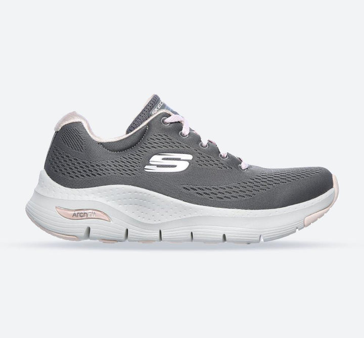Women's Wide Fit Skechers 149057 Unny Outlook Sports Trainers - Grey/Pink in Grey/Pink - Image 1
