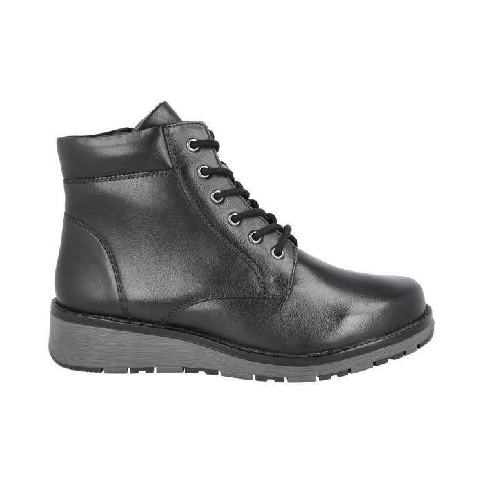 Womens Wide Fit Lace Up Boots by DB Shoes - Buckingham in Black Leather - Image 2