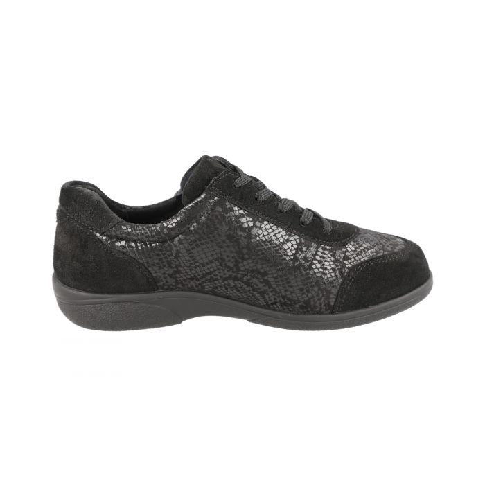 Women's Wide Fit DB Waxwing Trainers in Black Suede / Stretch - Image 1