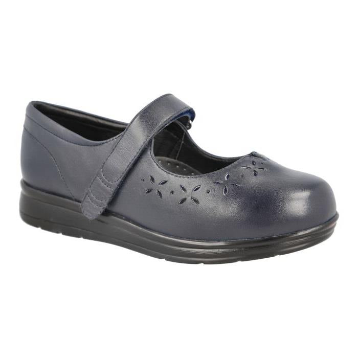 Women's Wide Fit DB Liskeard Shoes in Black Leather - Image 7