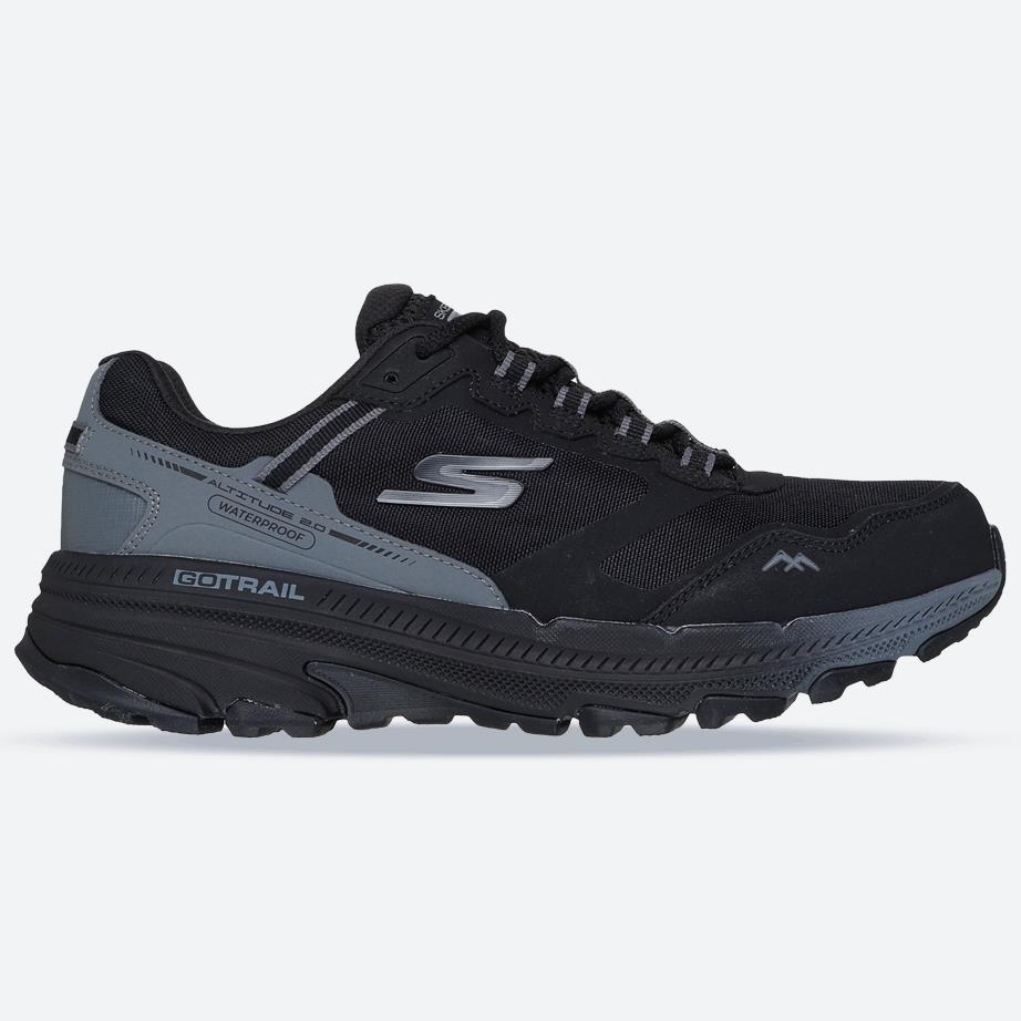 Women's Wide Fit Skechers 129526 Go Run Trail Altitude 2.0 Trainers in Black/Charcoal - Image 1