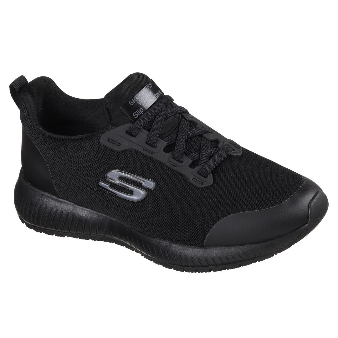Women's Wide Fit Skechers 77222WEC Squad SR Occupational Trainers - Black in Black - Image 3