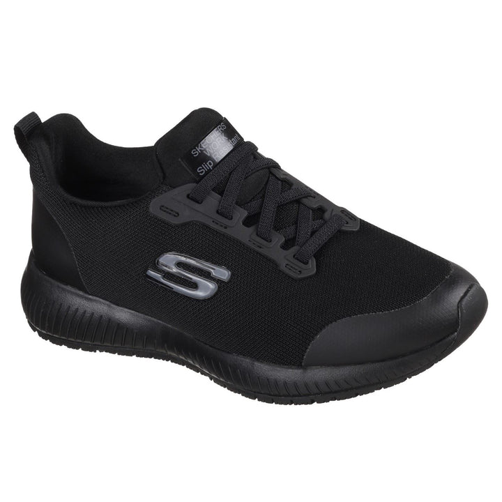Women's Wide Fit Skechers 77222WEC Squad SR Occupational Trainers - Black in Black - Image 1