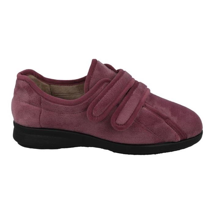 Women's Wide Fit DB Fork Slippers in Black velour - Image 9