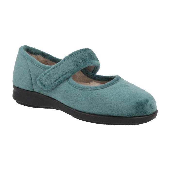 Women's Wide Fit DB Trilby Slippers in Sky Blue Velour - Image 1