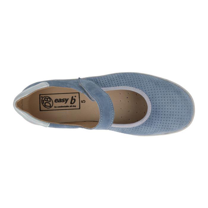 Women's Wide Fit DB Lynx Shoes in Sky Blue Leather / Suede - Image 1