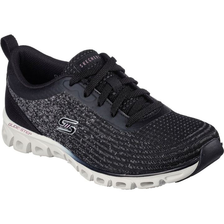 Women's Wide Fit Skechers 104325 Glide-Step Head Start Trainers - Black in Black - Image 1