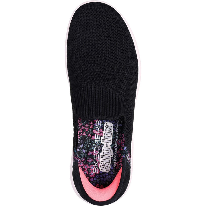 Women's Wide Fit Skechers 124799 Slip-ins Go Walk Travel Trainers in Black - Image 1