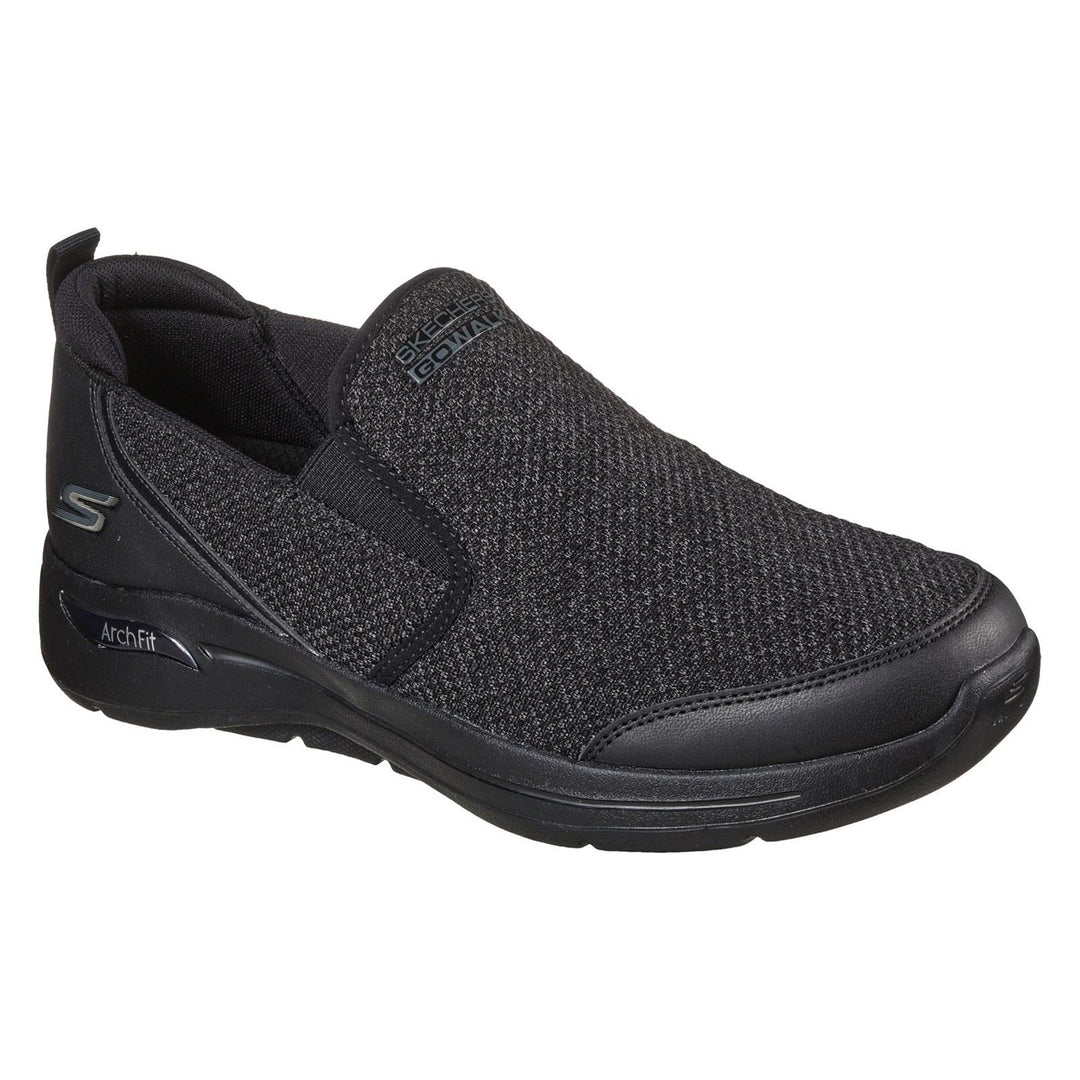 Men's Wide Fit Skechers 216183 Go Walk Arch Fit Trainers in Black - Image 3