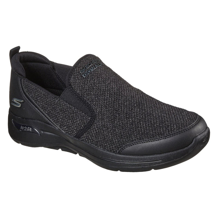 Men's Wide Fit Skechers 216183 Go Walk Arch Fit Trainers in Black - Image 1