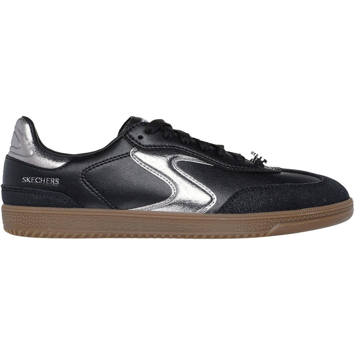 Women's Wide Fit Skechers 185236 Hotshot Cool Glow Trainers in Black/Silver - Image 1
