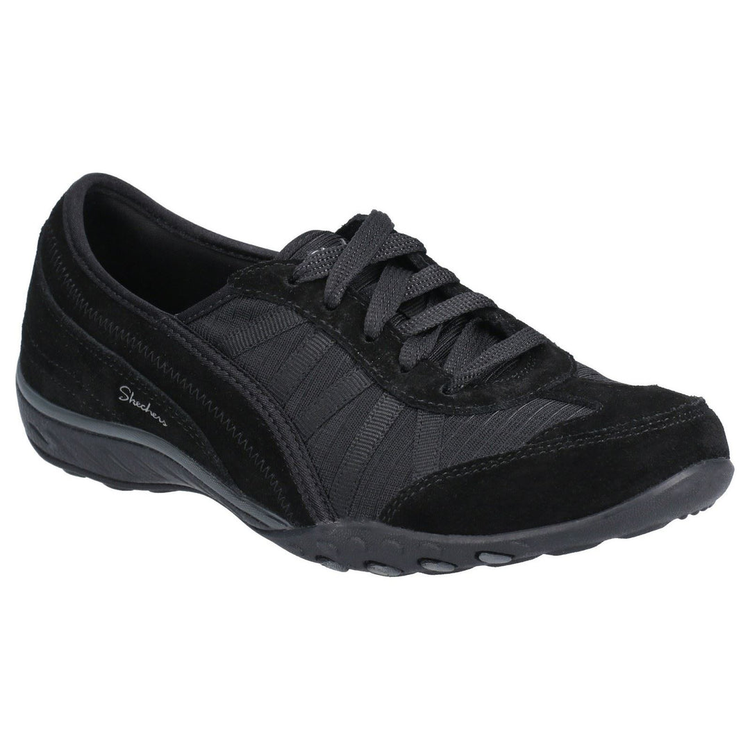Women's Wide Fit Skechers 23845 Breathe Easy Weekend Wishes Trainers in Black - Image 3
