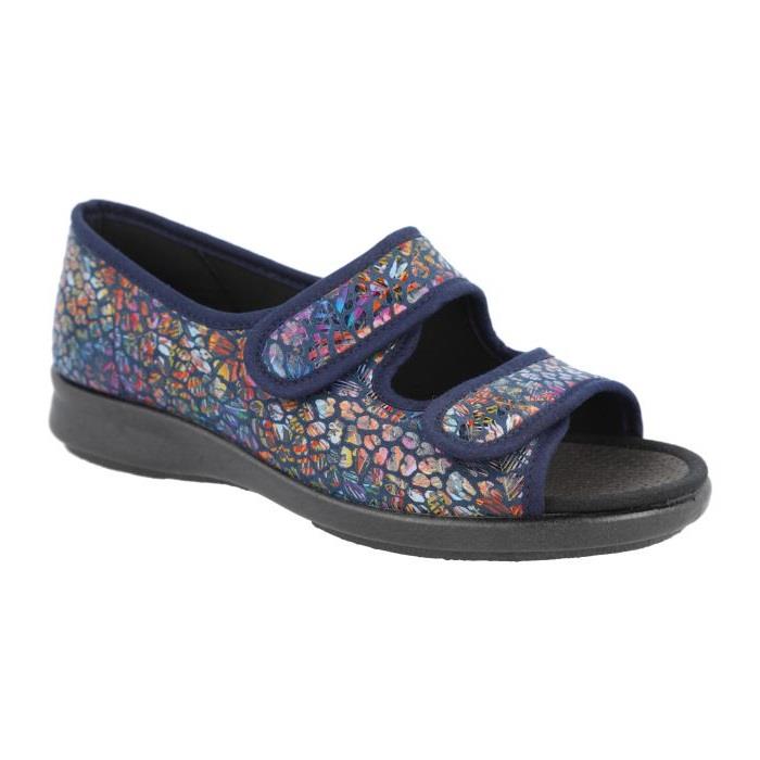 Women's Wide Fit DB Squirrel Slippers in Black Multi Stretch - Image 7
