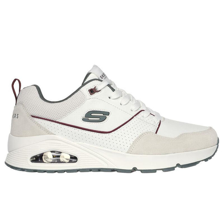 Men's Wide Fit Skechers 183020 Uno Retro One Trainers - White/Green in White/Green - Image 1