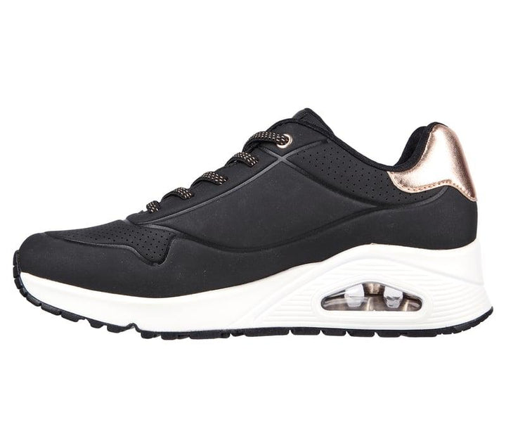 Women's Wide Fit Skechers Uno 155196W Shimmer Away Trainers - Black in Black - Image 1