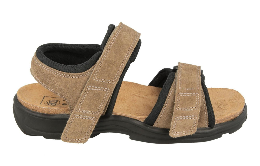 Womens Wide Fit DB Peel Sandals in Navy Suede - Image 10