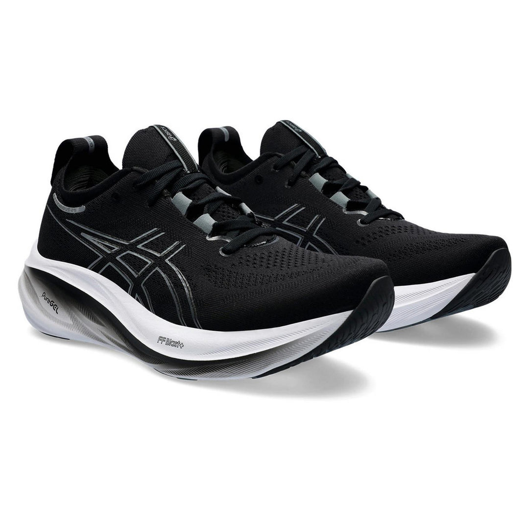 Men's Wide Fit Asics Gel Nimbus 26 Running Trainers in Black/Graphite Grey - Image 4