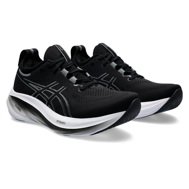 Men's Wide Fit Asics Gel Nimbus 26 Running Trainers in Black/Graphite Grey - Image 1