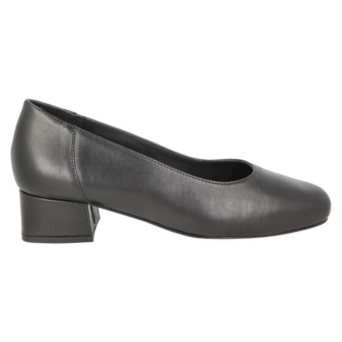 Women's Wide Fit DB Hyperion Heel Court Shoes in Black Leather - Image 2