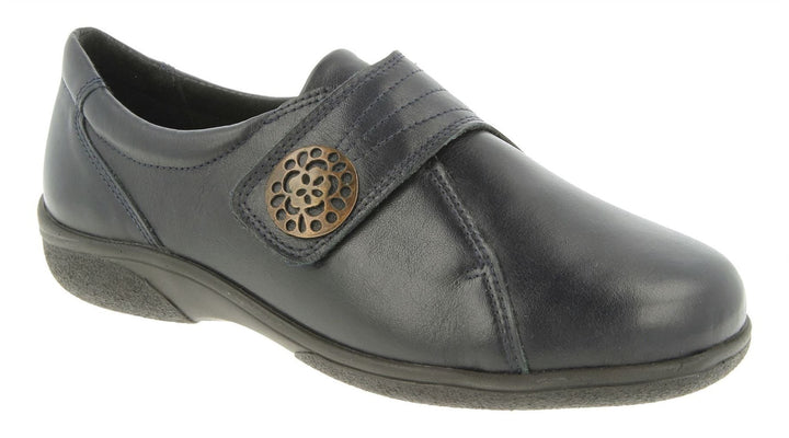 Womens Wide Fit DB Pacific Shoes in Black Leather - Image 1