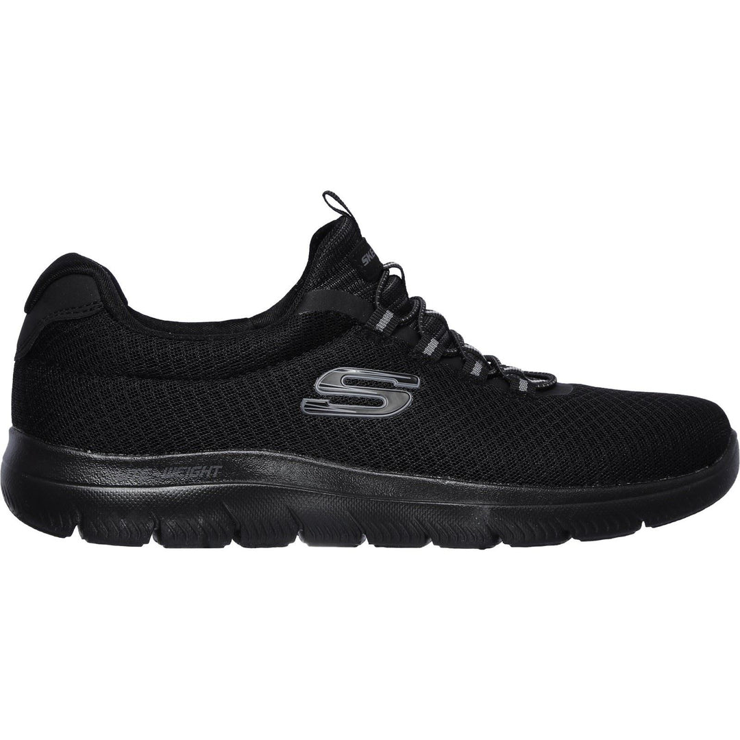 Men's Wide Fit Skechers 52811 Summits Slip On Sports Trainers - Black in Black - Image 2