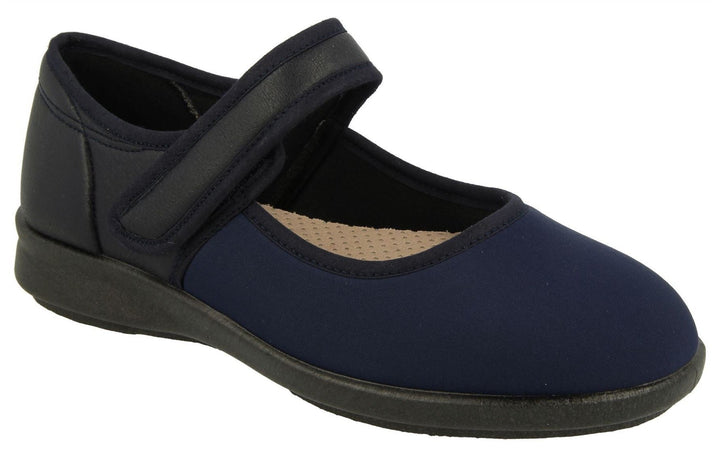 Womens Wide Fit DB Eve Shoes in Black / Stretch - Image 1