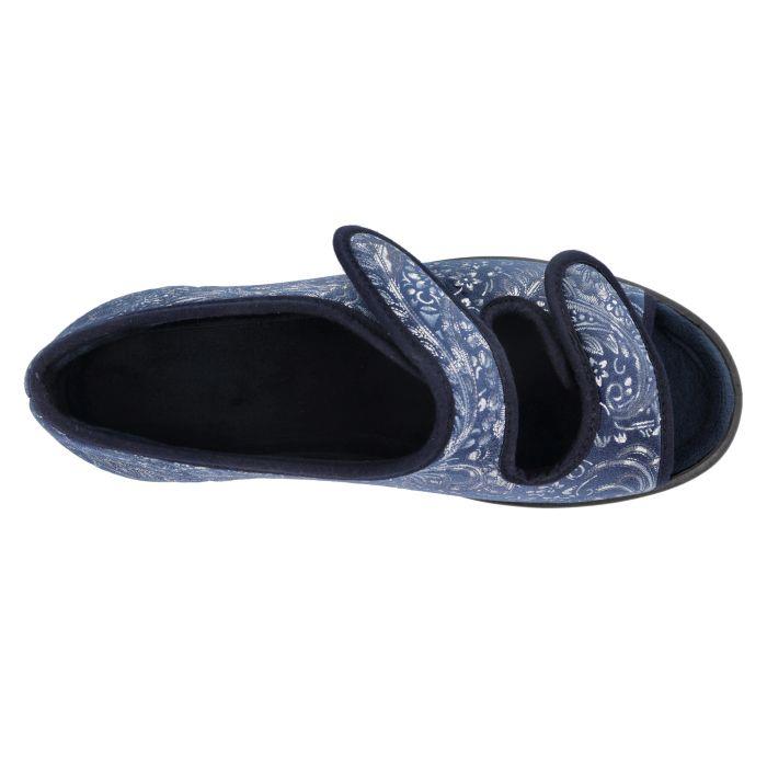 Women's Wide Fit DB Hoe Slippers in Navy Textile - Image 5
