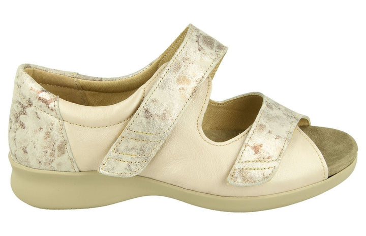 Womens Wide Fit DB Surf Sandals in Mottled Beige Suede/Lea - Image 1