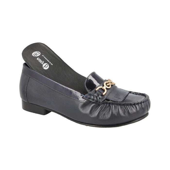 Women's Wide Fit DB Mustang Shoes in Black Leather / Patent - Image 1