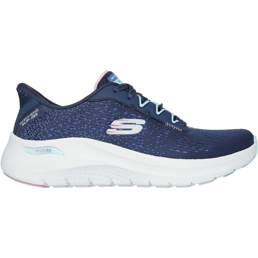 Women's Wide Fit Skechers 150333 Slip-ins Arch Fit 2.0 Fresh Space Trainers in Black/Multi - Image 8