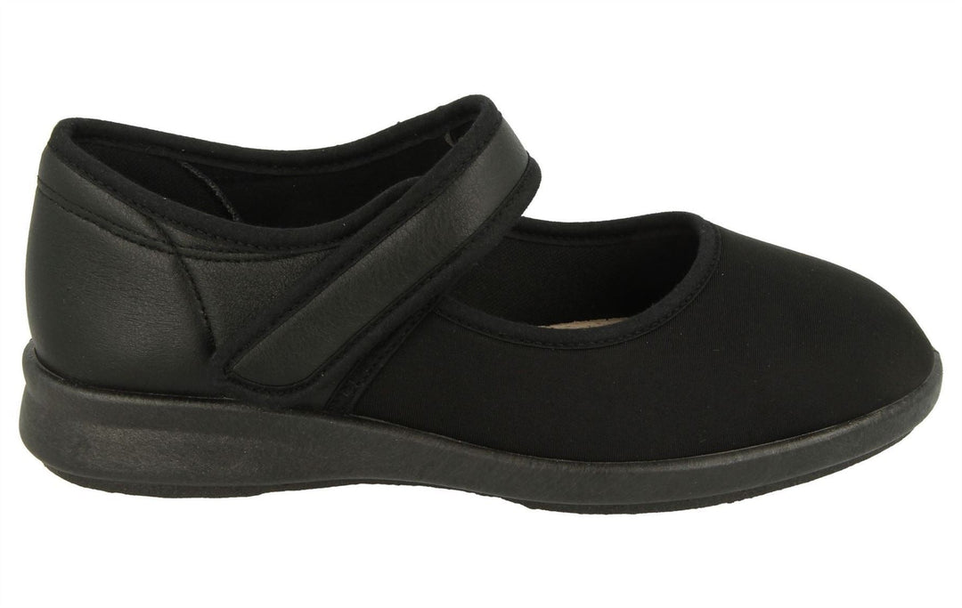 Womens Wide Fit DB Eve Shoes in Black / Stretch - Image 2