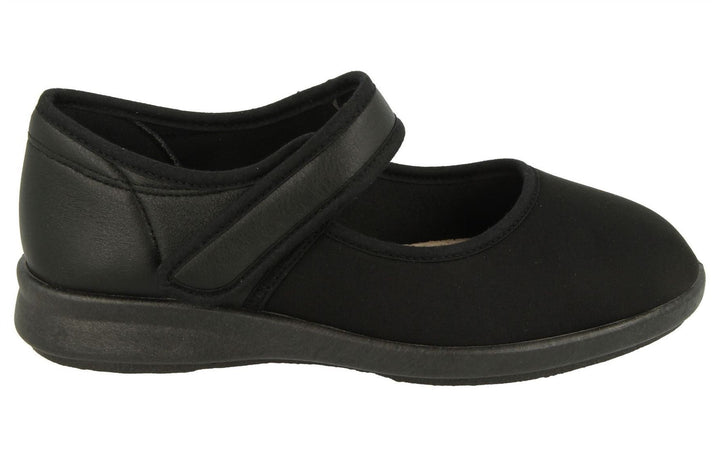 Womens Wide Fit DB Eve Shoes in Black / Stretch - Image 1