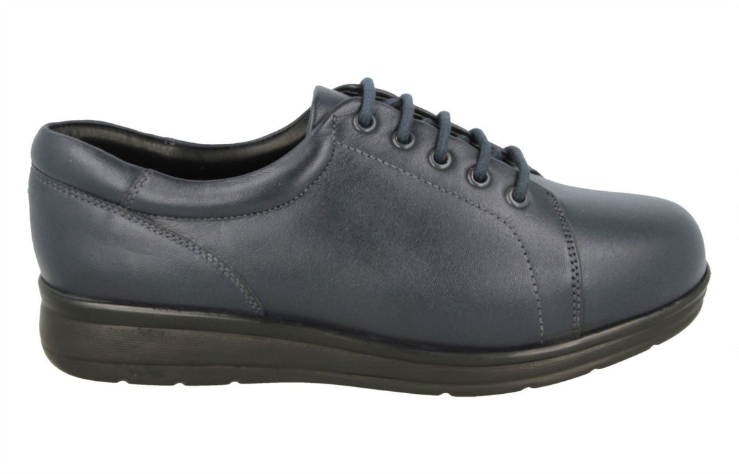 Womens Wide Fit DB Bracken Shoes in Black Leather - Image 6