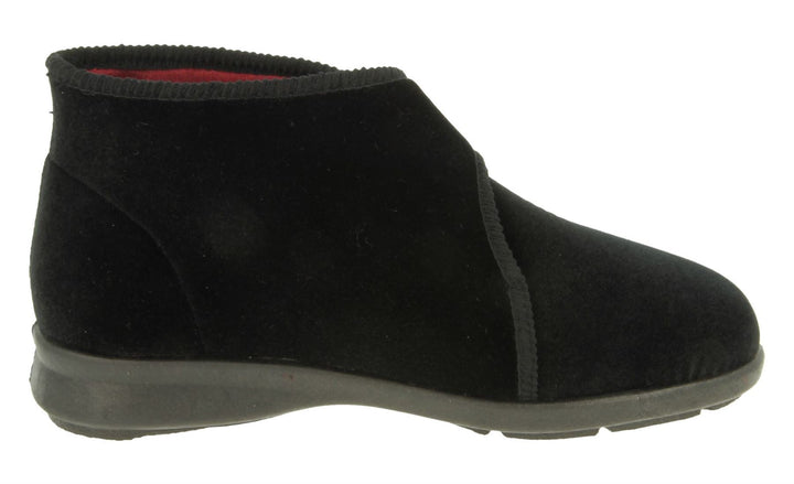 Womens Wide Fit DB Tern Boots in Burgundy Stretch - Image 1