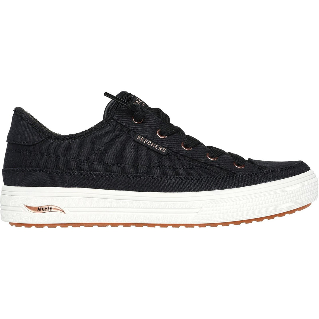Women's Wide Fit Skechers 177190W Arch Fit Arcade Meet Ya There Shoes - Black in Black - Image 2