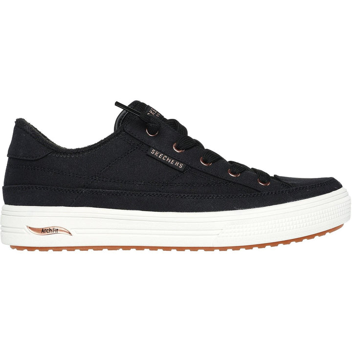 Women's Wide Fit Skechers 177190W Arch Fit Arcade Meet Ya There Shoes - Black in Black - Image 1