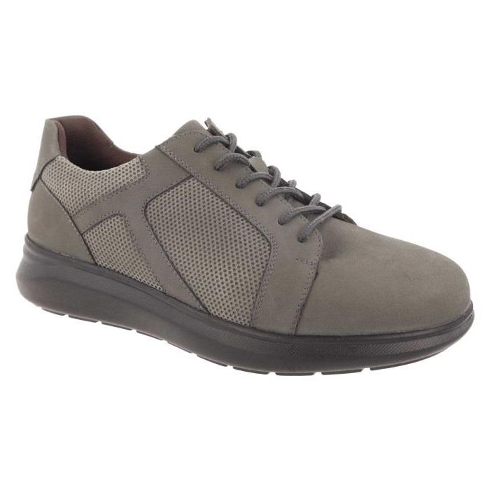 Men's Wide Fit DB Samuel Zip/Lace Up Trainers in Black Leather / Black Mesh - Image 12