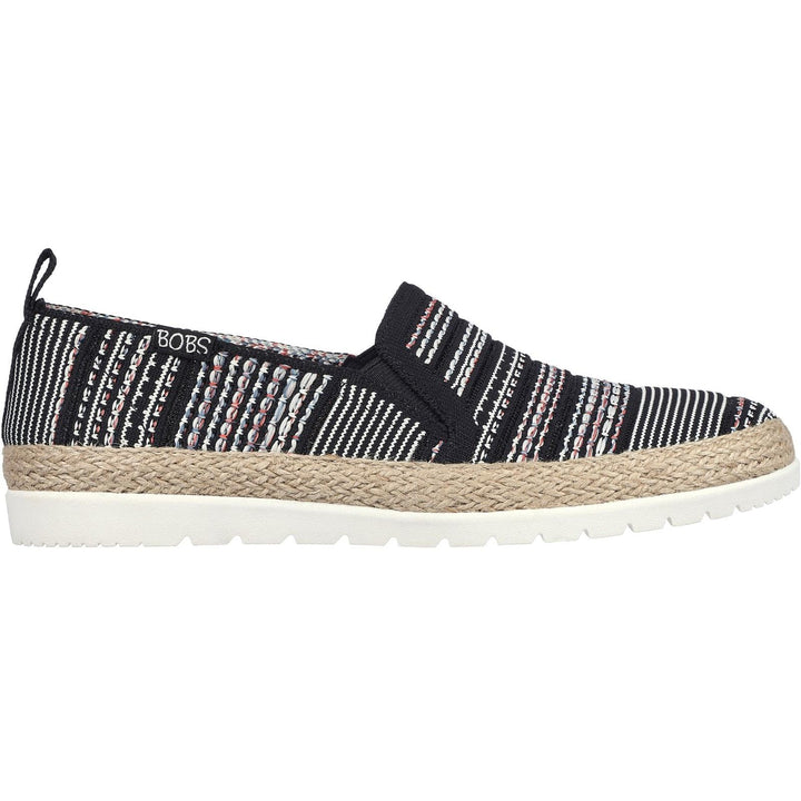 Women's Wide Fit Skechers 113982 Bobs Flexpadrille 3.0 Island Muse Espadrille Slippers in Black/Multi - Image 1