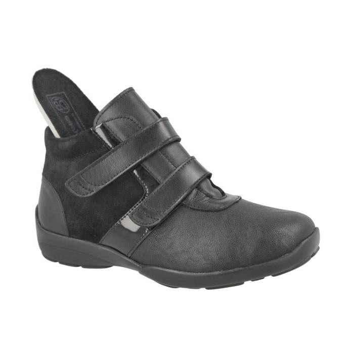 Women's Wide Fit DB Sleaford Boots in Black Lea / Stretch Pu - Image 6