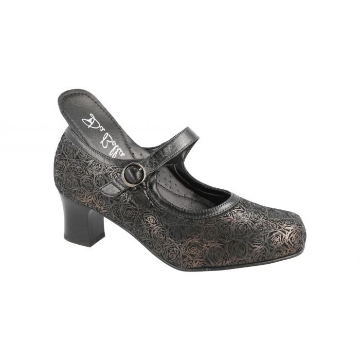 Women's Wide Fit DB Bangalore Shoes in Black Stretch Textile - Image 4