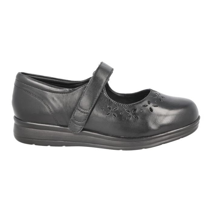 Women's Wide Fit DB Liskeard Shoes in Black Leather - Image 2