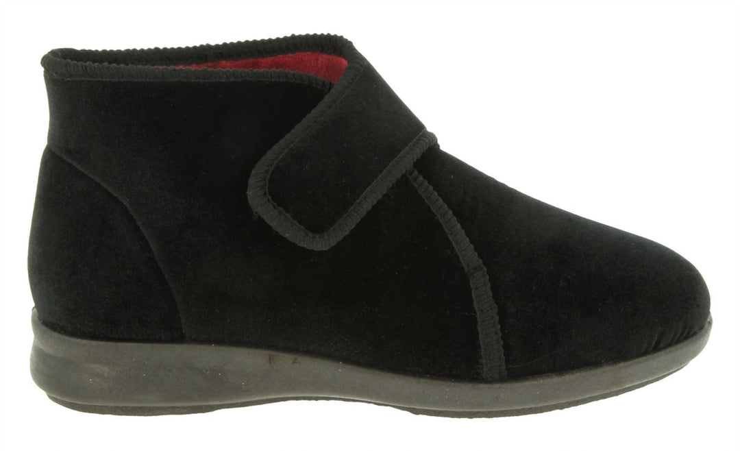 Womens Wide Fit DB Tern Boots in Burgundy Stretch - Image 2
