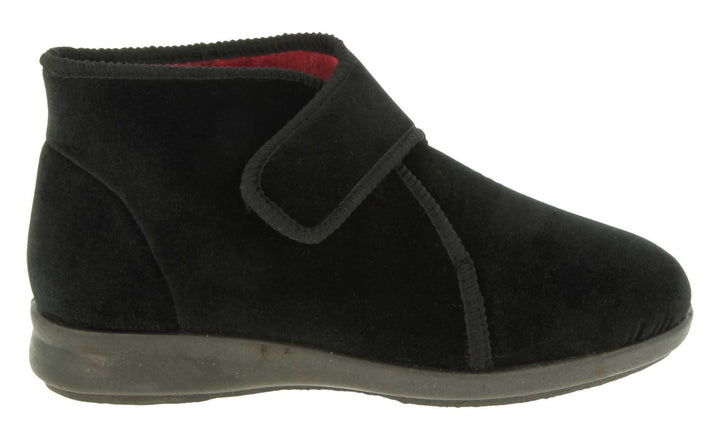 Womens Wide Fit DB Tern Boots in Burgundy Stretch - Image 1
